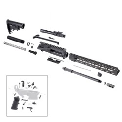 AR 300 BLACKOUT 16" RIFLE BUILD KIT W/ 15" M-LOK HANDGUARD BCG LPK & STOCK KIT